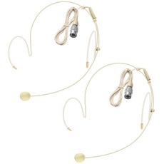 듀얼 이어후크 헤드셋 마이크 프로페셔널 걸이식 콘덴서 전방향 마이크 Audio-Technica Hirose 4핀 플러그 윈드스크린 포함 경량 2팩-베이지, 143636 듀얼 이어후크 헤드셋 마이크 프로페셔널 걸