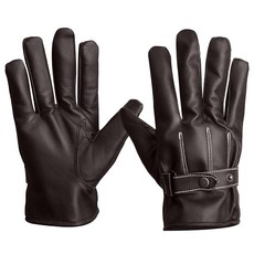 URBAN BUCK 남성용 양가죽 오토바이 장갑 - 터치 스크린 조절 가능한 손목 스트랩 및 니트 커프 따뜻한 겨울 앨런 라이딩 장갑 블랙 (XL), Small, Brown Button Down - Gloves