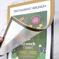 다인1412 부착식 자석 투명 게시판 보드게시판, 금색