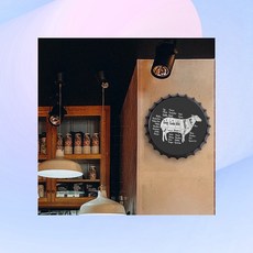 벽장식 인테리어 레트로 카페용 병뚜껑모양 철제액자 빈티지, 1개, 상세페이지 참조