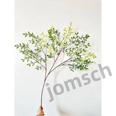 台灣現貨 3叉南天竹 仿真樹枝 仿真綠植 居家裝飾 室內擺件 仿真綠葉 插花, 1個, 仿真南天竹1枝總長100公分