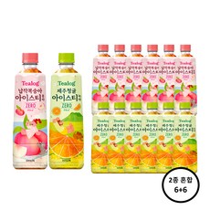 티로그 아이스티 500ml(납작복숭아홍차 6개+제주청귤 6개)12개, 500ml