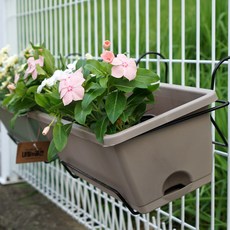 내일의공간 심플 사각 베란다 화분걸이 화분세트, 1개, 베이지