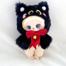 라부부 팝마트 인형옷 17cm Labubu 펜던트 케이프 모자 망토 좌식 귀여운 공룡 상어 옷, 아기 옷만 (인형 제외), 고양이 케이프