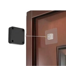 自動關門器 居家免打孔拉繩閉門器 推拉門臥室門自動回位簡易靜音回彈關門神器, 1個, （防蚊輕便紗門）500g,黑色