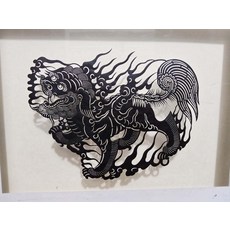 皮影 傳統手工藝 非遺 火獅子 牛皮雕刻 仿古色 居家裝飾, 如圖所示, 1個