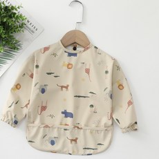 리틀포테이토 자기주도 이유식 방수 긴팔 턱받이, 동물원, M, 동물원, 1개, 1매