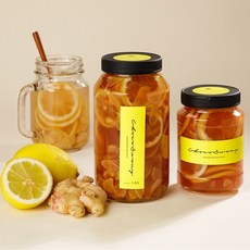 [초코써니 레몬생강청] 홈 카페 라떼 수제청 과일청 500g 답례품 차 선물 세트 납품, 1kg레몬토종생강청, 1개