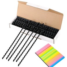 FLKQC 100PCS 21 링 플라스틱 빗 결합 직경 1/2인치 65장 용량 A4 검은색 1/2인치 용량 1/4인치 100팩, 1/4 inch, 100 pack
