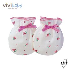 Vivibaby【台灣現貨 1色 MIT】玫瑰花園精梳棉超柔紗布手套 嬰兒手套 保暖防護 手套 BABY衣服 原廠現貨