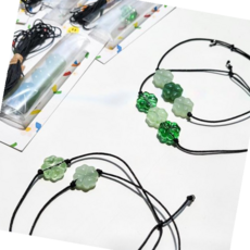 마크라메팔찌 네잎클로버 실팔찌 만들기 세트, 무광그린