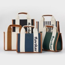 (백화점납품) 마르쉐 자수 토트백 캔버스백 여성토트백 캔버스가방 사각토트백 스퀘어토트백 여성 골프 보조가방, 카키, 1개