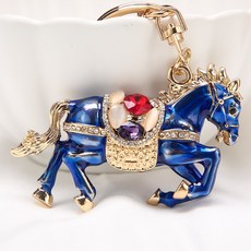 精緻小馬造型鑰匙圈，寶石點綴，時尚配件，鑰匙圈吊飾