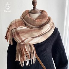 디아망 고급 체크 캐시 여성 목도리 머플러, 체크A - 브라운, 1개