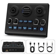 게이밍 오디오 믹서 프로 프리앰프가 장착된 사운드 보드 48V 팬텀 파워 XLR 마이크 인터페이스 라이브 스트리밍 팟캐스트 콘텐츠 제작 게임 노래 유튜브 틱톡용, 오디오 믹서 스튜디오 오디오인터페이스 방송용 스트리밍