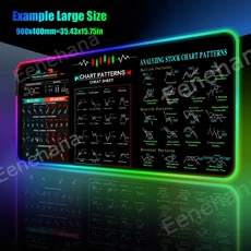 RGB 주식 시장 마우스 패드 거래 차트 PC 게임 HD 게이머 LED 라이트 XXL 핫 촛대 데스크, 04 RGB600x300x3mm, 05 A5