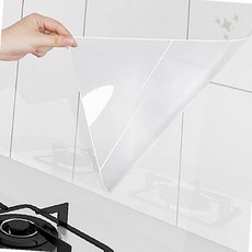 주방 벽면 보호 투명 필름 기름 튀김 차단 가스레인지 주변 청소 편리 방오 코팅, 1개