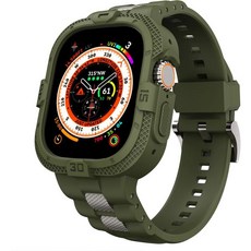 GELISHI 밴드 Apple Watch 울트라 321 49mm 밴드와 호환되는 견고한 보호 케이스 TPU 스포츠 밴드 군용 충격 방지 범퍼 케이스 Apple Watch 49m, GELISHI Army Green