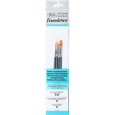 윈저 앤 뉴턴 파운데이션 수채화 붓 세트 짧은 손잡이 원형 필버트 및 플랫 4개, Round 3 & 5/ Filbert 2/ Flat 4, Golden