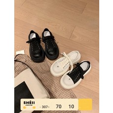 여성 플랫폼 스니커즈 스타일 키높이 통굽 더비슈즈 구두