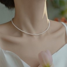 DODLXL 2mm 미니 진주 목걸이 진주 순은 밥풀 좁쌀 작은 담수 s925실버