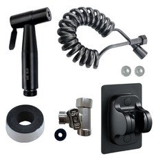 제이에스맘 스텐 베란다 욕실 스프레이건 화장실 청소건 코일호스 블랙 5m 5종 세트, 1세트