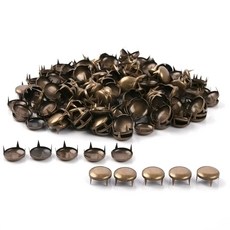 펑크 록 DIY 가죽 공예 옷 가방 신발 팔찌용 200Pcs 6mm 실버 원형 돔 스터드 네일헤드 리벳, Brown, 10mm