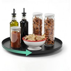 뮤넥 메탈 레이지 수잔 정리함 9인치 회전식 스파이스 랙 턴테이블 주방 조리대와 캐비닛을 위한 블랙 1티어 스피너 수납함, 1 Tier, Black