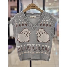 치크 양 자카드 스웨터 조끼 CKVK24W3B