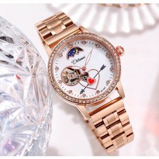 全自動機械手錶女，瑞士正品，防水夜光，韓版潮流高檔耐用氣質女士手錶, 6013D-鋼帶【收藏送專櫃禮盒袋】, 1個