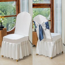 의자커버 연회장 예식장 식탁의자커버 레스토랑 웨딩홀 리본장식 행사장 뷔페 파티, R. 화이트네이비