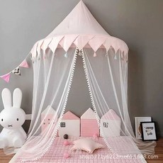 공주방 커튼 침대 화이트 라지 캐노피 사이즈 1m 방꾸미기 9종 A. 1.45m 보우 모, B. 핑크 술 장식 100cm