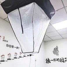 清洗神器 天花機清洗接水袋 中央空調清洗防水罩 吸頂機防水袋, 1個, 透明天花機清洗罩小排水直線拉鏈款（對開門