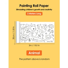 어린이 드로잉 롤 DIY 스티커 색상 작성 종이 그림 그리기 조기 교육 장난감, 01 Animal 30x300cm