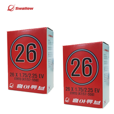 1+1 흥아 26x1.95/1.75-2.125 EV 26인치 MTB 자전거 튜브 던롭, 2개