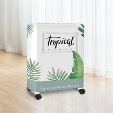 灰白麋鹿電油汀罩 家用電暖氣片防塵套 小號, 北歐綠葉