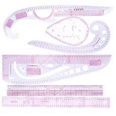 의류 패션 눈금자 6Pcs 프랑스 미터법 눈금자 플라스틱 곡선 곡선 눈금자 바느질 양재 패턴 디자인 드로잉, 화이트, 설명, 1개
