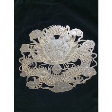 皮影 盤龍 雕刻 牛皮 皮本色 收藏品, 如圖所示, 1個