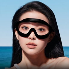 라워스 김서림방지 귀마개 투명 수경, 블랙