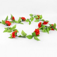 장미넝쿨조화 조화꽃장식 행잉조화 식물조화 장미덩쿨 조화덩굴, 1개, 16송이 화이트