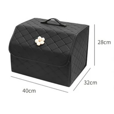 대용량 자동차 트렁크 정리함 다용도 휴대용 보관함 뚜껑 포함 차량 화물 보관용, 04 Black-LargeB