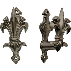 CO 3 플뢰르 드 리스 검 행거 월 마운트 - 검과 단검용 확장 가능한 퓨터 마감 후크 세트 2개 장식용 스탠드 카타나 홀더 및 하드웨어가 있는 건 랙