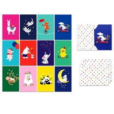 마음담아 귀여운 미니 엽서 모음, 비비드동물 미니엽서60장+봉투60장