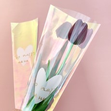 홀로그램 한송이 미니 꽃다발 포장지, 홀로그램 1세트 10장, 1개