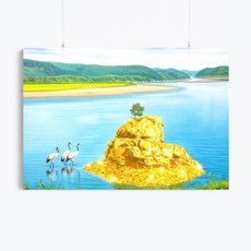 돈들어오는 의령 명당 바위 3종 그림 풍수 인테리어 그림 캔버스 액자 인테리어 감성 거실 침실 대형, 03.돈들어오는 샤이닝 황금 명당 바위