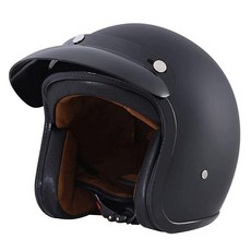 Harssidanzar 레트로 오토바이 헬멧 3/4 오픈 페이스 빈티지 스타일 남성 여성용 DOT 승인 CU601 매트-블랙 사이즈 XL 그외 각종 500437, X-Large, 무광-블랙