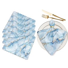 Yibeas 퍼플 잉크 골드 파우더 천 냅킨 디너 테이블 대리석 질감 색상 블렌딩 크리에이티브 아트 세탁 가능 재사용 가능한 냅킨 4개 세트 주방 가정 휴일 파티 결혼, Multi1059