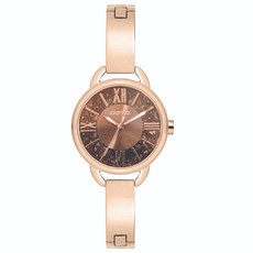 GOTO 光暈系列 鋼帶手錶，IP玫瑰金錶殼搭配貝殼咖色面盤