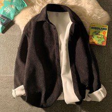 가을 겨울 남자 자켓 긴팔 기모 코듀로이 커플 남녀 공용 따뜻한 셔츠 코트