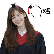 모디공작소 미니 학사모 머리띠, 5개, Red
